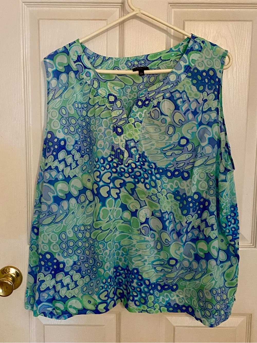 Talbots Sleeveless Cotton Blue Green Top size 22W